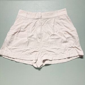 ASOS Light Pink High Rise Linen Blend Pleated Shorts Women's Size 6 Flowy EUC